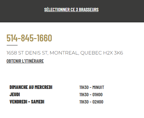 horaires restaurant pas cher, dans le quartier Saint Denis de Montréal